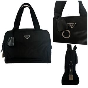 Prada Sport Black Tessuto Nylon Satchel Bag w/ Keychain